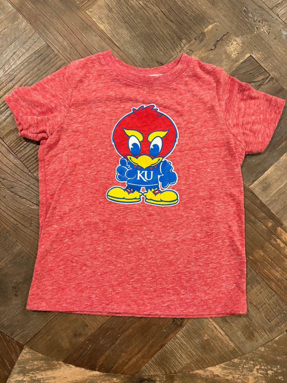 Little King Kansas Jayhawks Mascot Heather Red T-Shirt Youth Size 3T